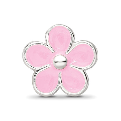 Sterling Silver Reflections Pink Enamel Flower Bead