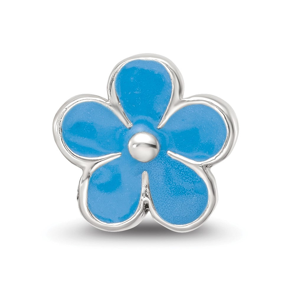 Sterling Silver Reflections Blue Enamel Flower Bead