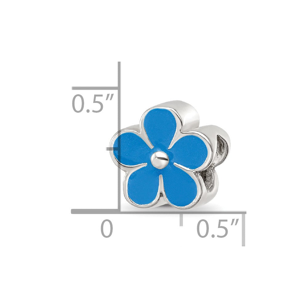 Sterling Silver Reflections Blue Enamel Flower Bead