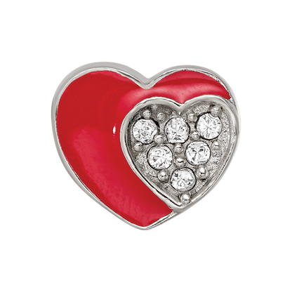 Sterling Silver Reflections Preciosa Crystal Enamel Heart Bead