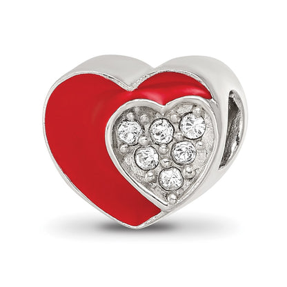 Sterling Silver Reflections Preciosa Crystal Enamel Heart Bead