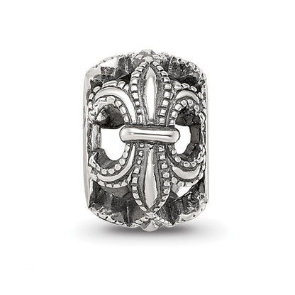 Sterling Silver Reflections Antiqued Fleur de Lis Bead