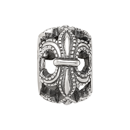 Sterling Silver Reflections Antiqued Fleur de Lis Bead