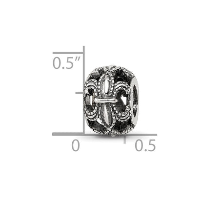 Sterling Silver Reflections Antiqued Fleur de Lis Bead