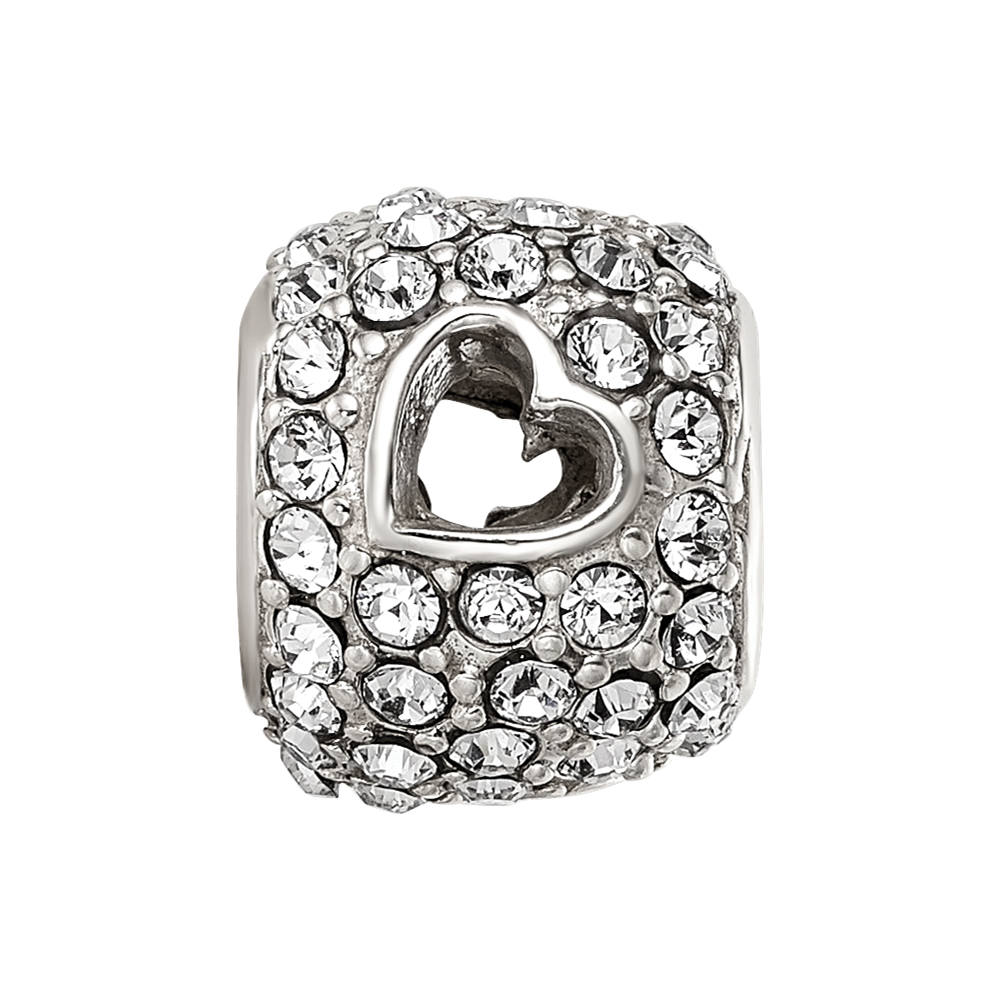 Sterling Silver Reflections Preciosa Crystal Heart Cut-Out Bead