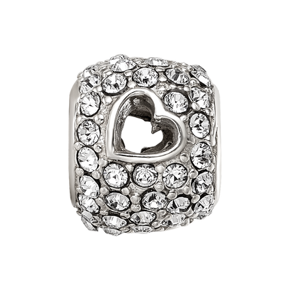 Sterling Silver Reflections Preciosa Crystal Heart Cut-Out Bead