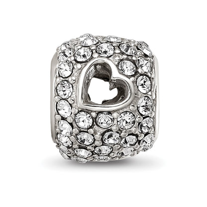 Sterling Silver Reflections Preciosa Crystal Heart Cut-Out Bead