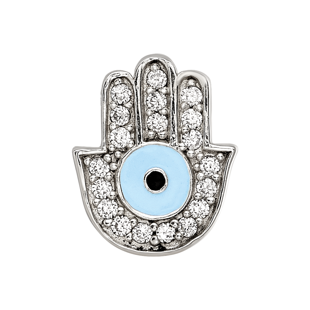 Sterling Silver Reflections Enamel CZ Hamsa/Chamseh Bead