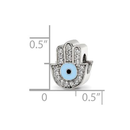 Sterling Silver Reflections Enamel CZ Hamsa/Chamseh Bead