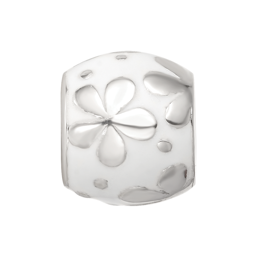 Sterling Silver Reflections White Enamel Floral Bead