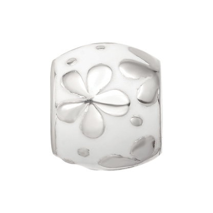Sterling Silver Reflections White Enamel Floral Bead