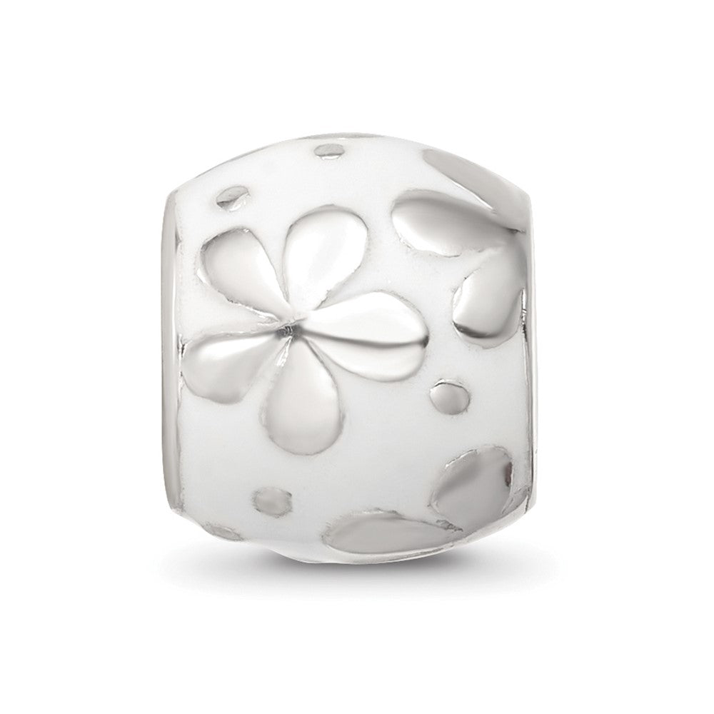 Sterling Silver Reflections White Enamel Floral Bead