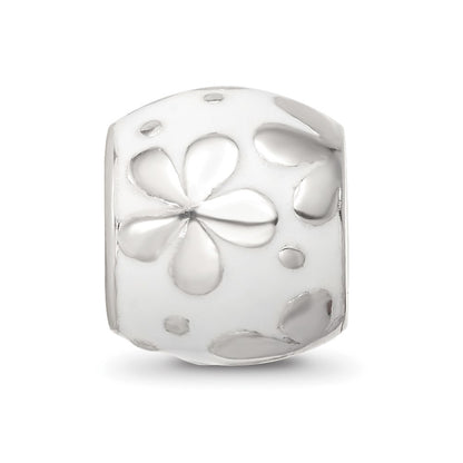 Sterling Silver Reflections White Enamel Floral Bead