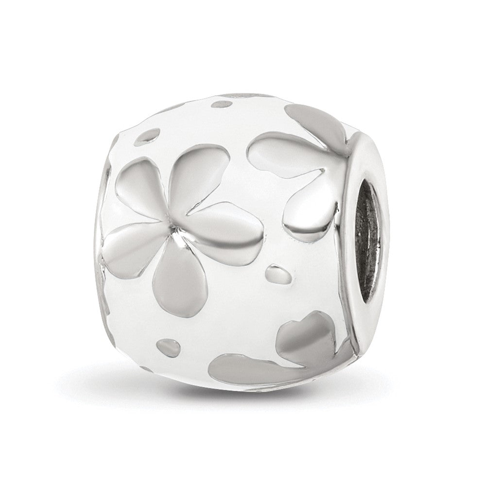 Sterling Silver Reflections White Enamel Floral Bead