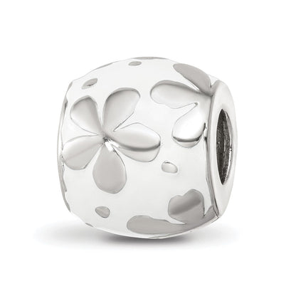 Sterling Silver Reflections White Enamel Floral Bead