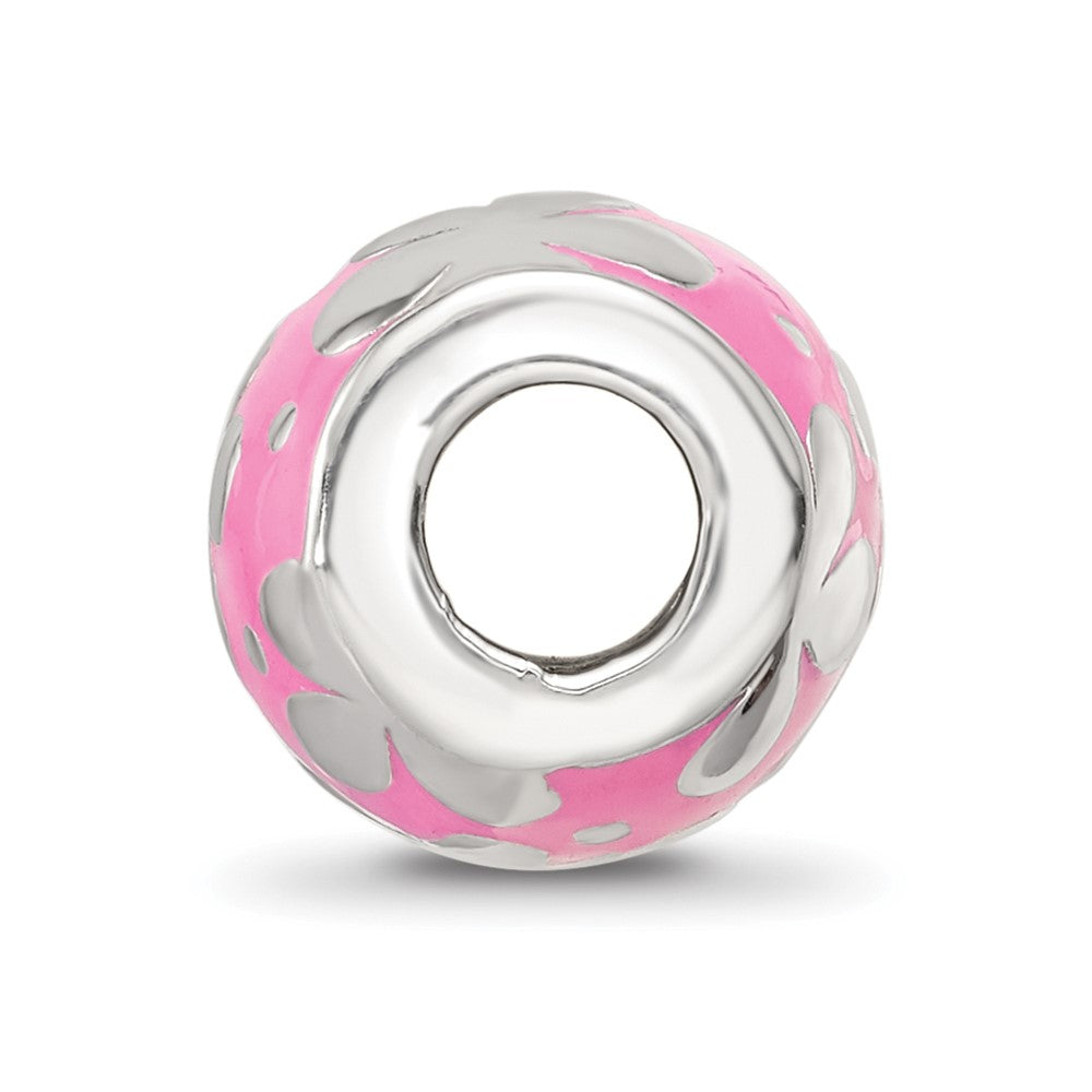 Sterling Silver Reflections Pink Enamel Floral Bead