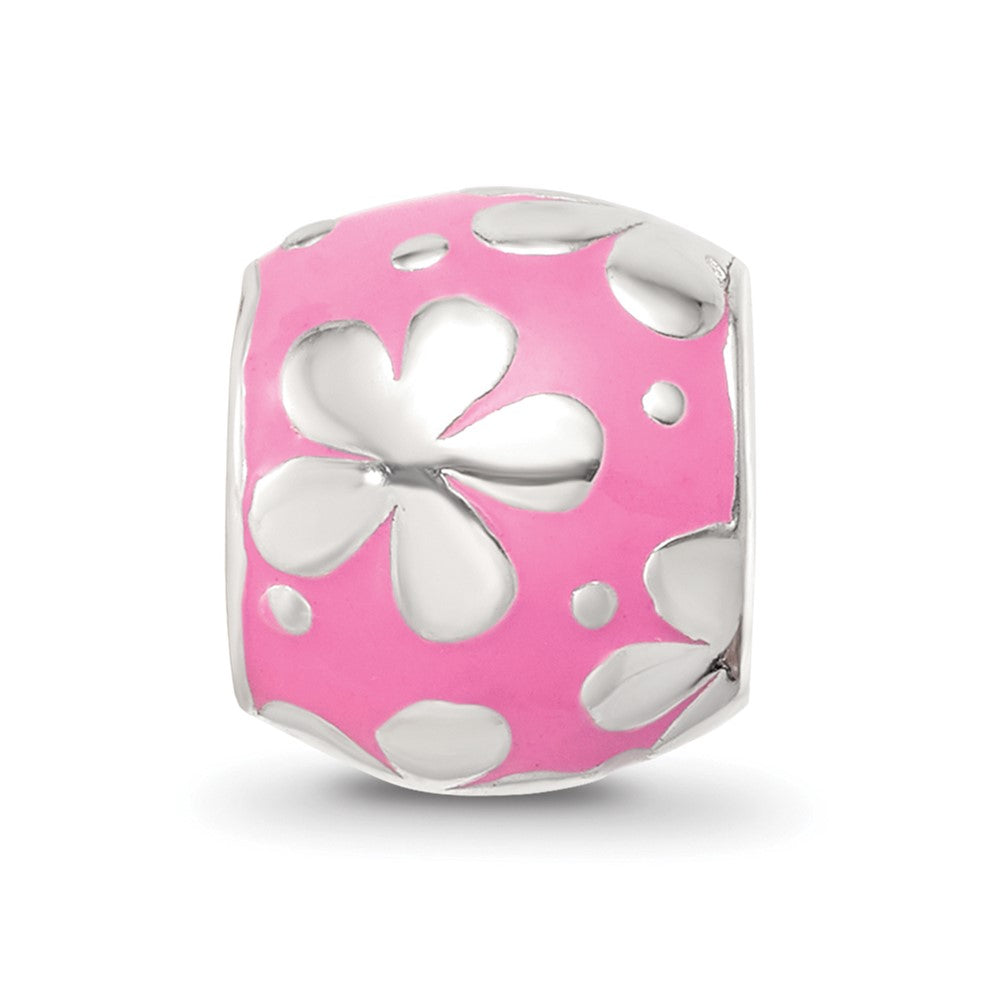 Sterling Silver Reflections Pink Enamel Floral Bead