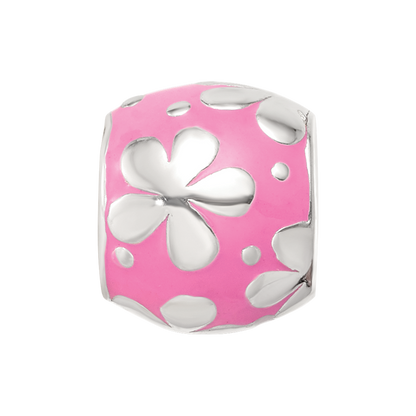Sterling Silver Reflections Pink Enamel Floral Bead
