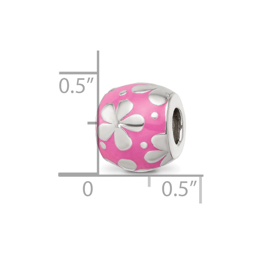 Sterling Silver Reflections Pink Enamel Floral Bead