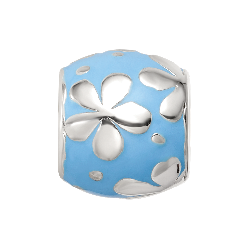 Sterling Silver Reflections Blue Enamel Floral Bead