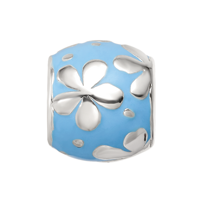 Sterling Silver Reflections Blue Enamel Floral Bead