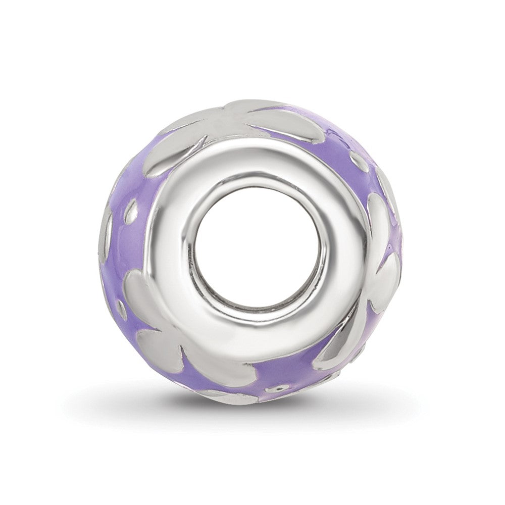 Sterling Silver Reflections Purple Enamel Floral Bead