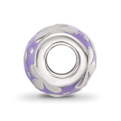 Sterling Silver Reflections Purple Enamel Floral Bead