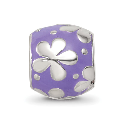 Sterling Silver Reflections Purple Enamel Floral Bead