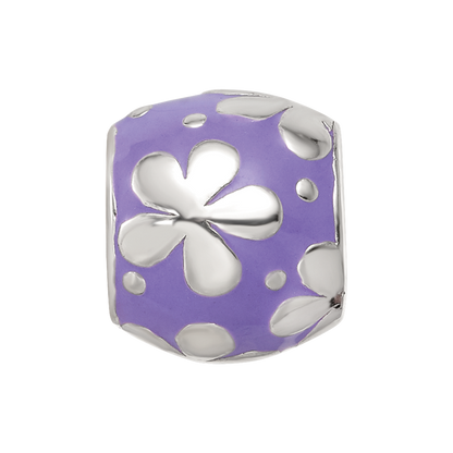 Sterling Silver Reflections Purple Enamel Floral Bead