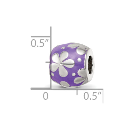Sterling Silver Reflections Purple Enamel Floral Bead