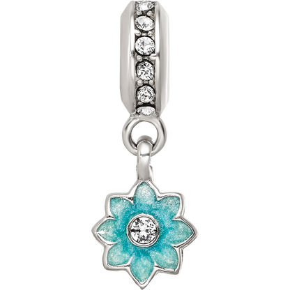 SS Reflections Preciosa Crystal Teal Enamel Dangle Flower Bead