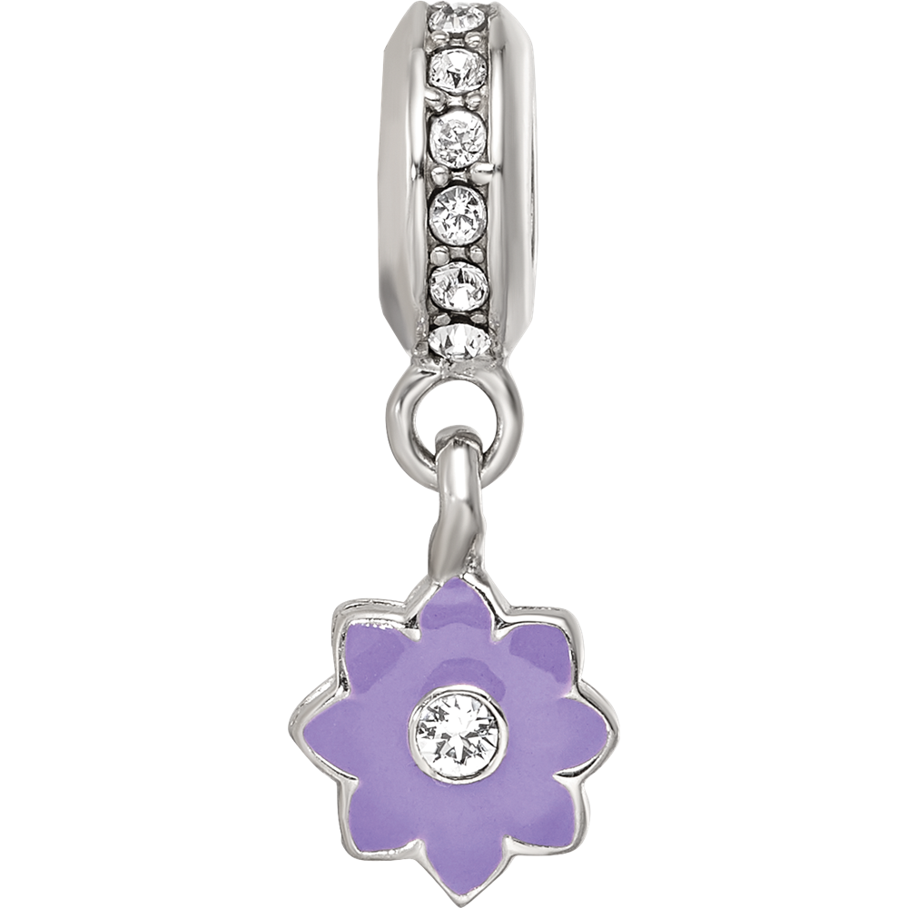 SS Reflections Preciosa Crystal Purple Enamel Dangle Flower Bead