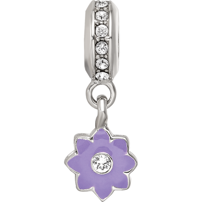 SS Reflections Preciosa Crystal Purple Enamel Dangle Flower Bead