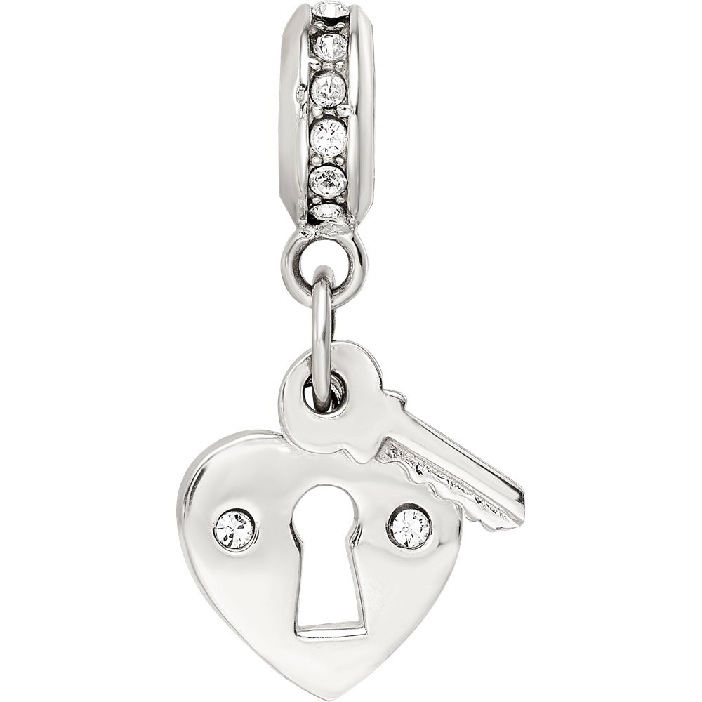 Sterling Silver Reflections Preciosa Crystal Heart Lock & Key Bead