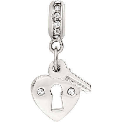 Sterling Silver Reflections Preciosa Crystal Heart Lock & Key Bead