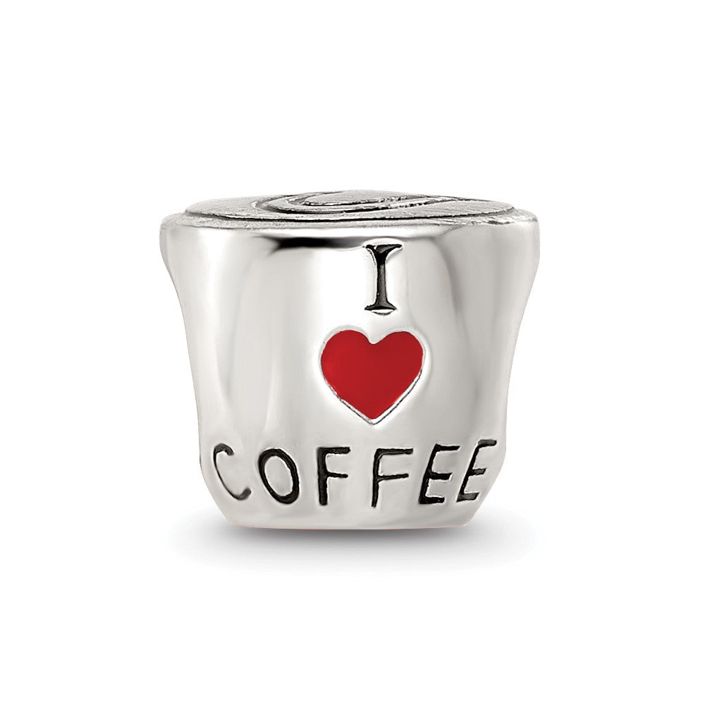 Sterling Silver Reflections Enamel I Heart Coffee Mug Bead