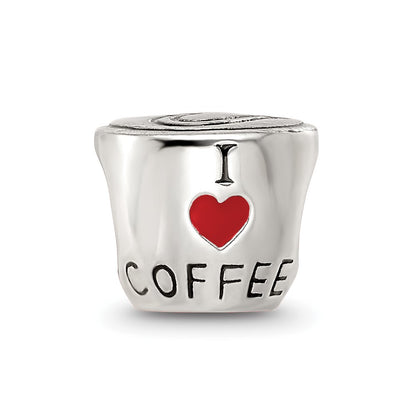 Sterling Silver Reflections Enamel I Heart Coffee Mug Bead