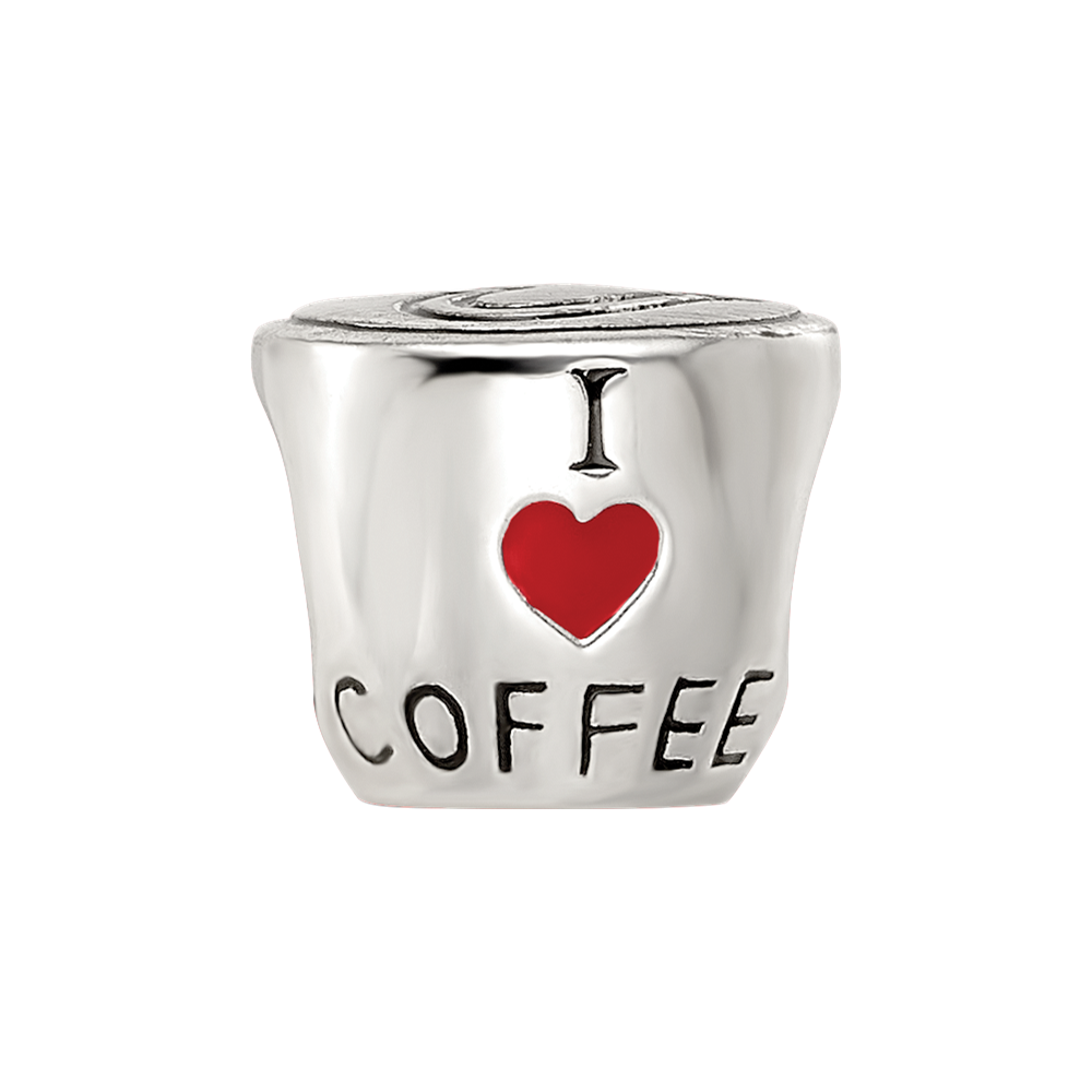 Sterling Silver Reflections Enamel I Heart Coffee Mug Bead