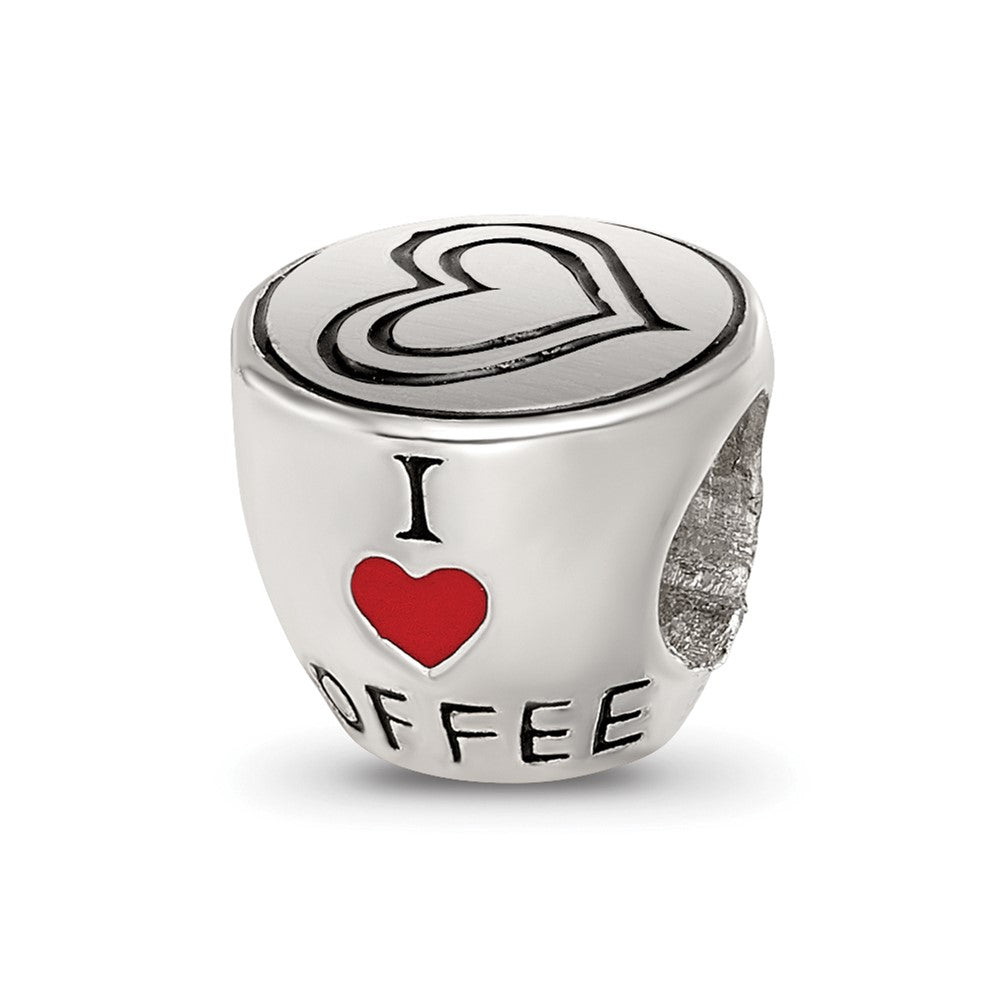 Sterling Silver Reflections Enamel I Heart Coffee Mug Bead