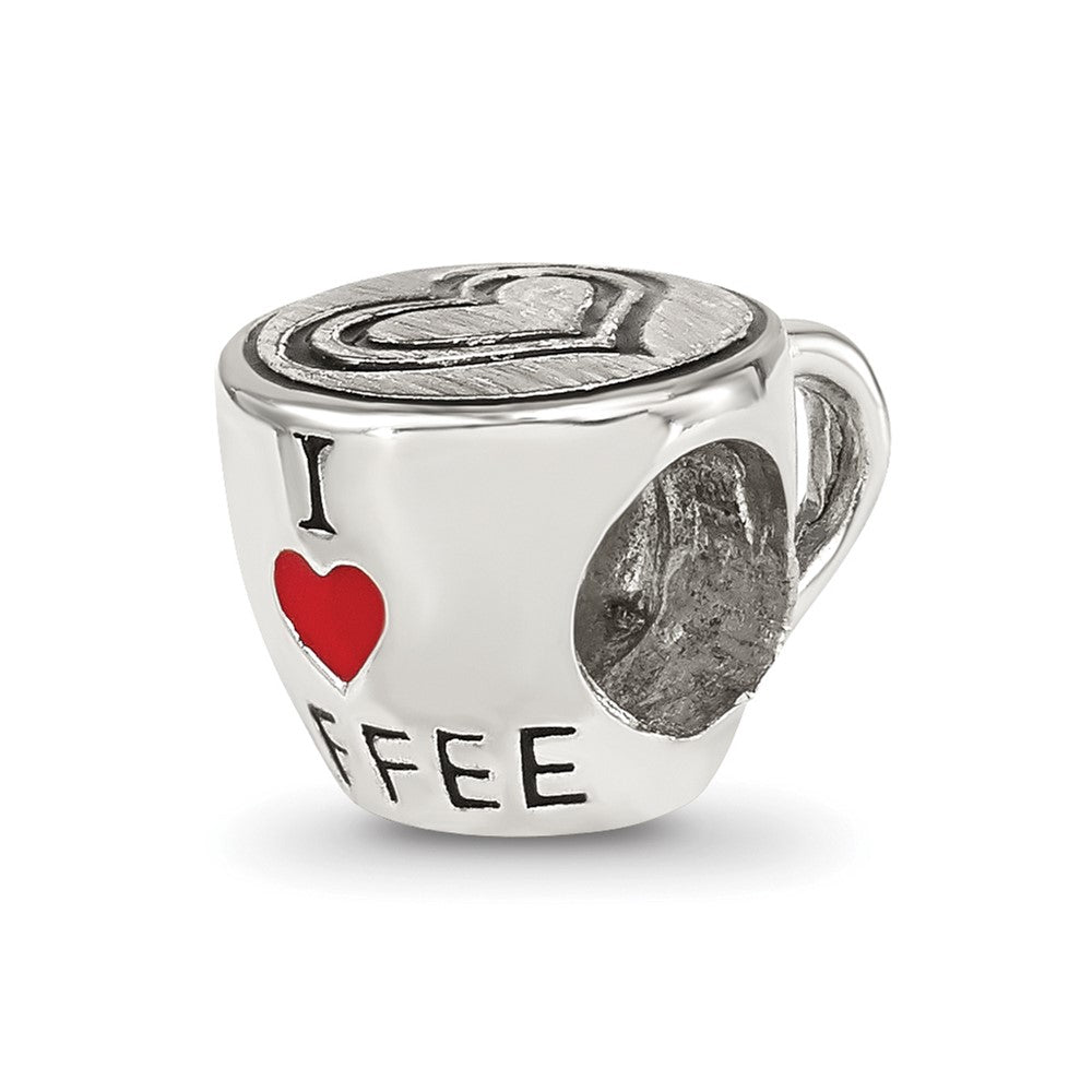 Sterling Silver Reflections Enamel I Heart Coffee Mug Bead