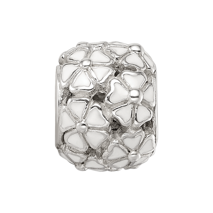 Sterling Silver Reflections White Enamel Floral Bead
