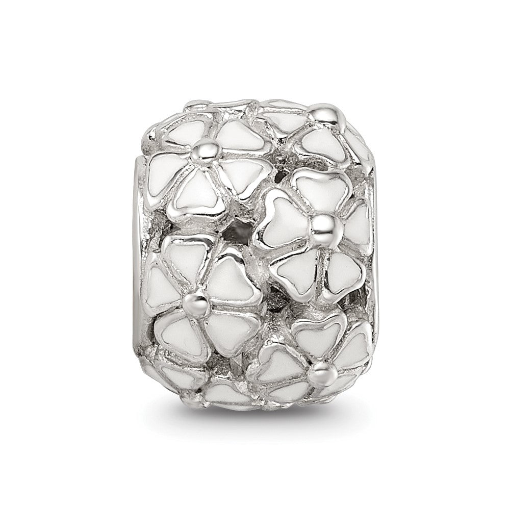 Sterling Silver Reflections White Enamel Floral Bead