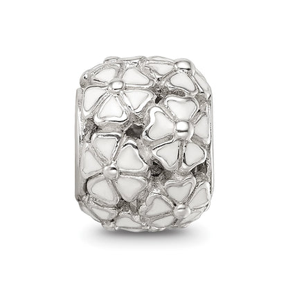 Sterling Silver Reflections White Enamel Floral Bead