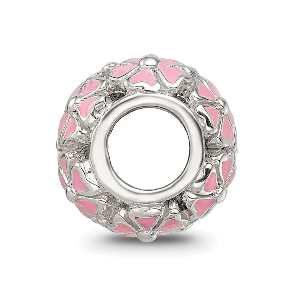 Sterling Silver Reflections Pink Enamel Floral Bead