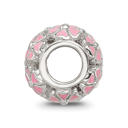 Sterling Silver Reflections Pink Enamel Floral Bead