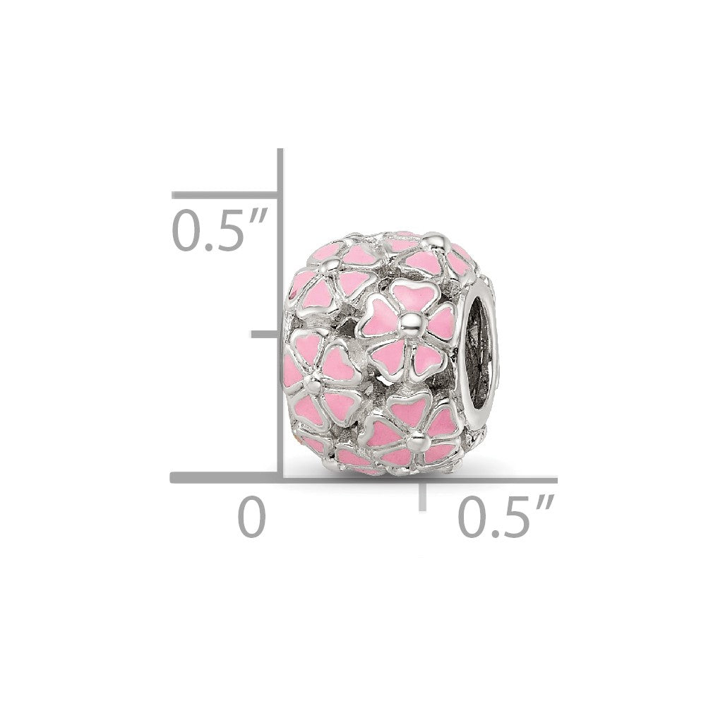 Sterling Silver Reflections Pink Enamel Floral Bead