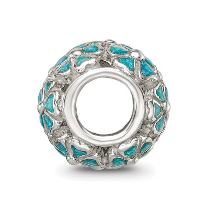 Sterling Silver Reflections Green Enamel Floral Bead