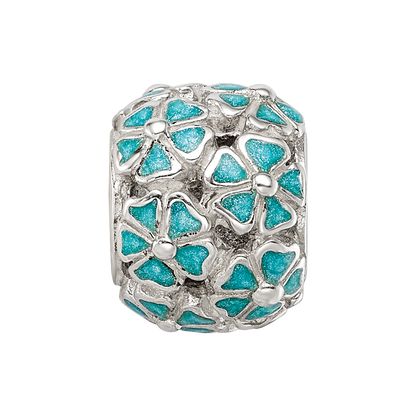 Sterling Silver Reflections Green Enamel Floral Bead