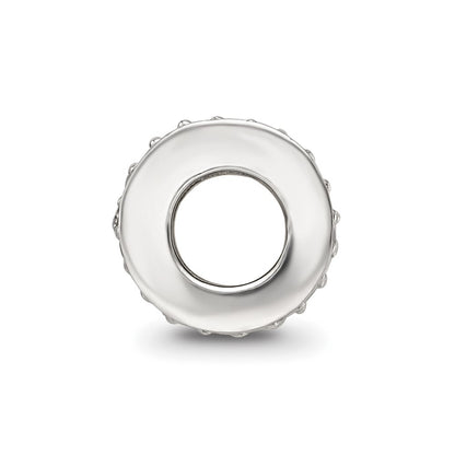 Sterling Silver Reflections Pink Enamel CZ Swirl Design Bead