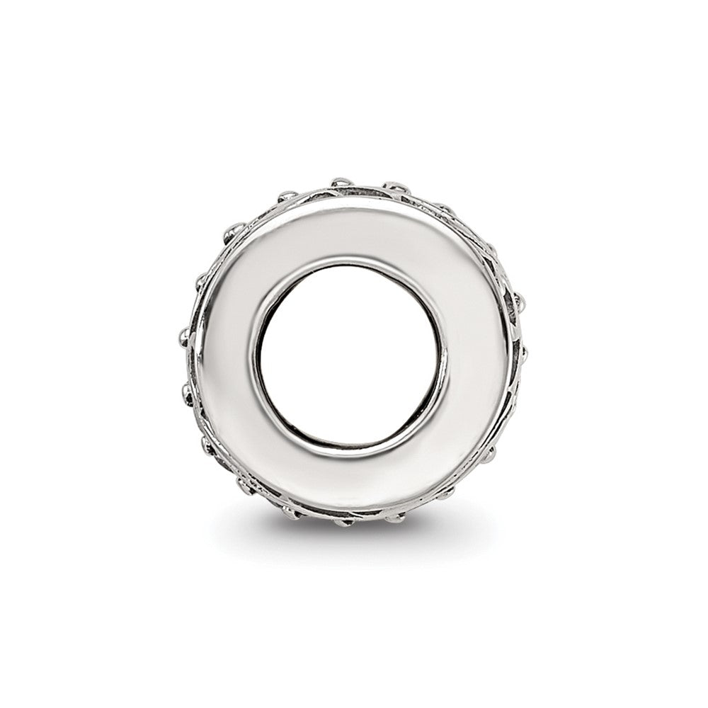Sterling Silver Reflections CZ Antiqued Swirl Design Bead